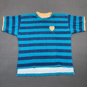 VTG 90s Quicksilver Striped T-Shirt Men's Size Medium Blue Short Sleeve‎ Crest